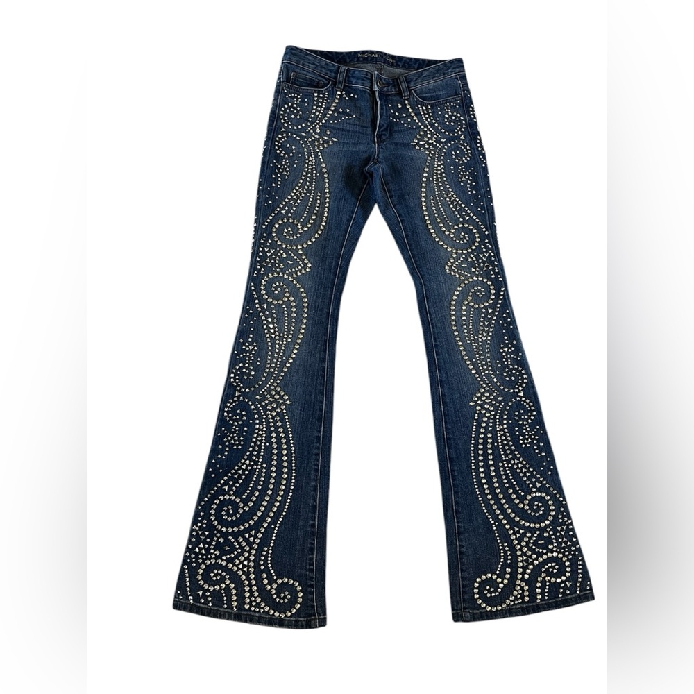 Michael Kors Women's Denim Jeans Size 4 Flare Studded Blue Jean